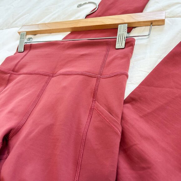 NWOT Lululemon Fast & Free Brushed Nulux 25” High-Rise Tight Red Maroon Size 2 - Picture 7 of 10